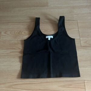 Better Be Black Ribbed Cropped Tank ML